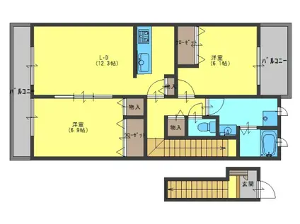 ネオ・ビヤン1(2LDK/2階)の間取り写真