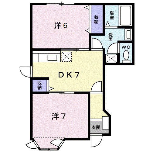 グリーンハイツB(2DK/1階)の間取り写真