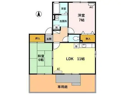 グレイスコート(2LDK/1階)の間取り写真