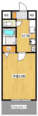 CASA・DEL・RIO(1K/3階)の間取り写真