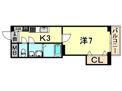 シーガ兵庫(1K/1階)の間取り写真