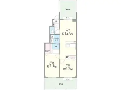 ヴェルブレス(2LDK/1階)の間取り写真