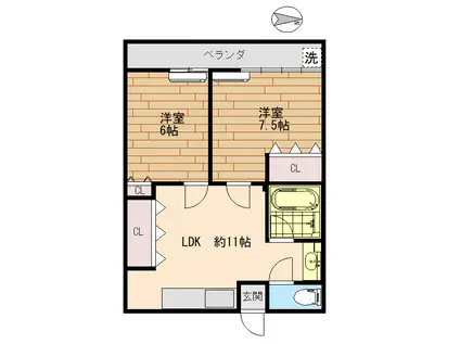 水上ビル(2LDK/3階)の間取り写真