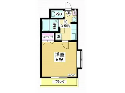 かぁりす.岩崎(1K/1階)の間取り写真