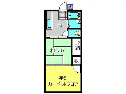 ベルハイツ今宿C棟(2DK/2階)の間取り写真
