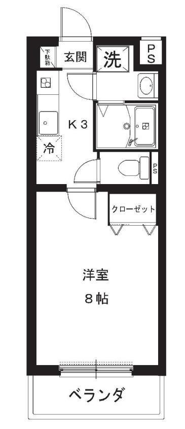 マンションアカンサスIII(1K/3階)の間取り写真