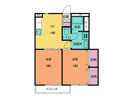 ニューセンチュリースクェアーB棟(2DK/1階)の間取り写真