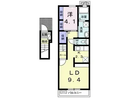 メゾン ド フルールIII(1LDK/2階)の間取り写真