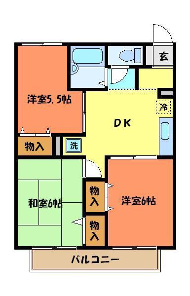 グリーンパーク(3DK/1階)の間取り写真
