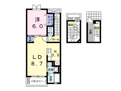 グレイスヒルズ(1LDK/3階)の間取り写真