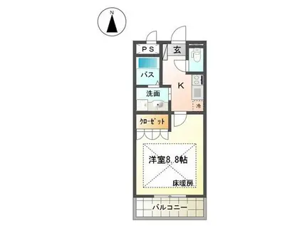 サンガーデン(1K/3階)の間取り写真