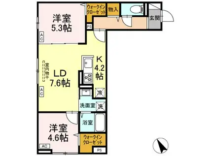 セレスティア中台(2LDK/1階)の間取り写真