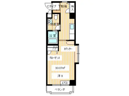ユニゾン一の宮(1K/5階)の間取り写真