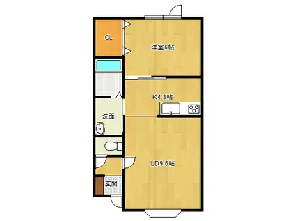 SERIEII(1LDK/2階)の間取り写真