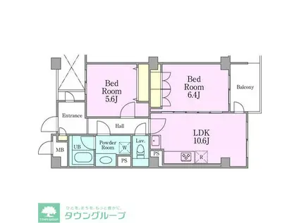 カスタネア栗平(2LDK/6階)の間取り写真