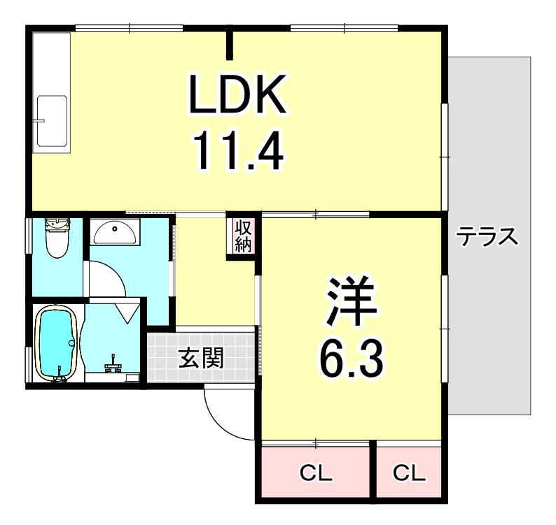 ディアス塩屋山手A(1LDK/1階)の間取り写真