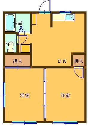ロマーノビル(2DK/5階)の間取り写真