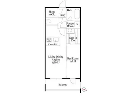 ラ・ミアカーサ東中野(1LDK/4階)の間取り写真