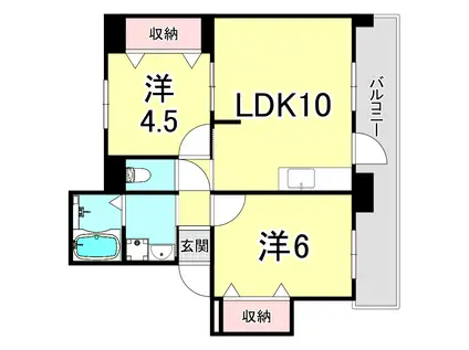 リーガルハウス舞子2号棟(2LDK/5階)の間取り写真