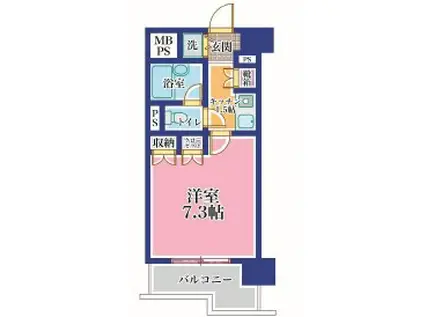 プリヴェール目黒行人坂(1K/7階)の間取り写真