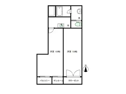 イースト21みかげ(2K/3階)の間取り写真