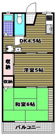 カーサ喜多(2DK/1階)の間取り写真