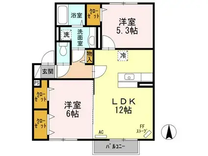 ライトキューブ(2LDK/2階)の間取り写真