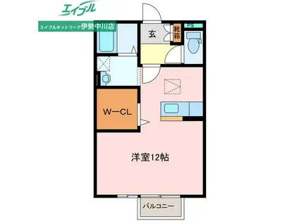 メゾンベール・コーヤII A(ワンルーム/2階)の間取り写真