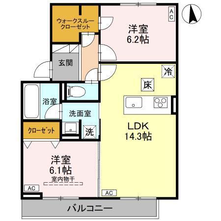 TORISIAS城東(2LDK/1階)の間取り写真