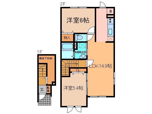 オビイーズ(2LDK/2階)の間取り写真