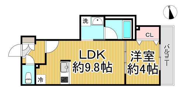 ウェルスクエア西宮(1LDK/1階)の間取り写真