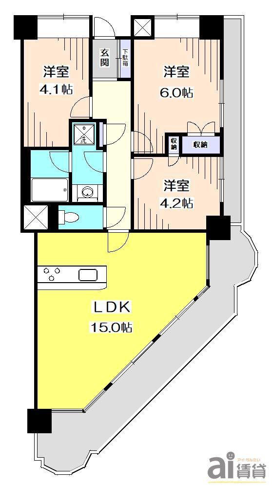 所沢スカイライズタワー(3LDK/29階)の間取り写真