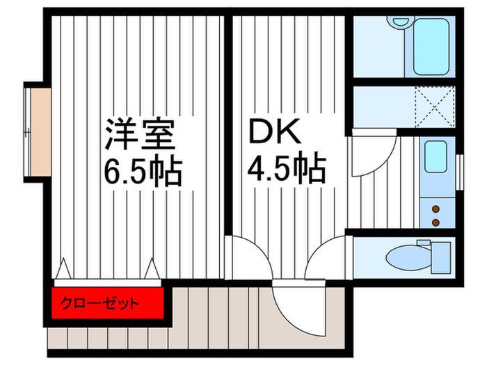 ケンキ アパート(1DK/2階)の間取り写真