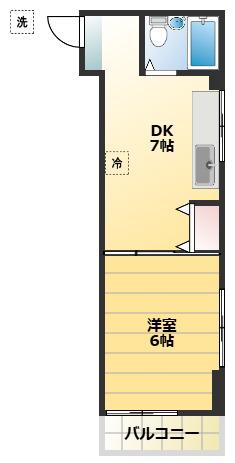 JR中央線 東小金井駅 徒歩22分 2階建 築37年(1DK/1階)の間取り写真