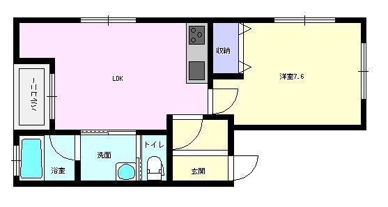 クローバーハウス(1LDK/1階)の間取り写真