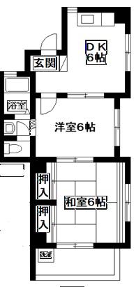 小川レジデンス(2DK/1階)の間取り写真