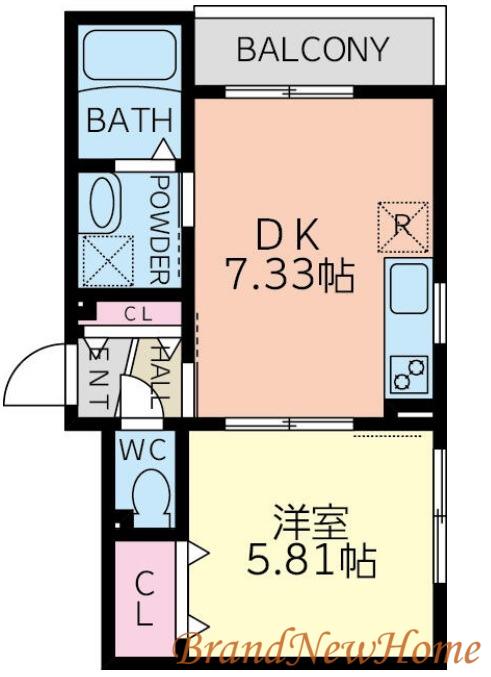 ルノアール堺東(1DK/3階)の間取り写真