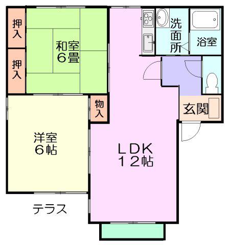 パークハイツA棟(2LDK/1階)の間取り写真