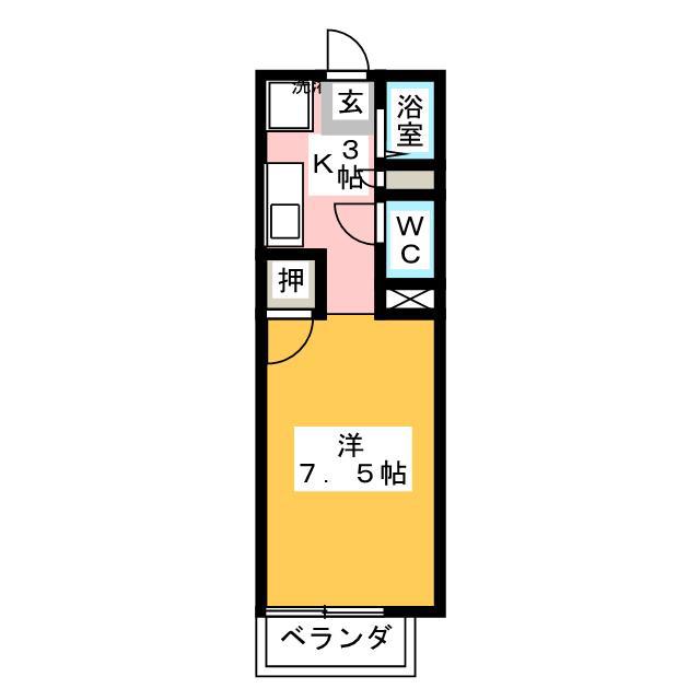 ドリームハウス(1K/1階)の間取り写真