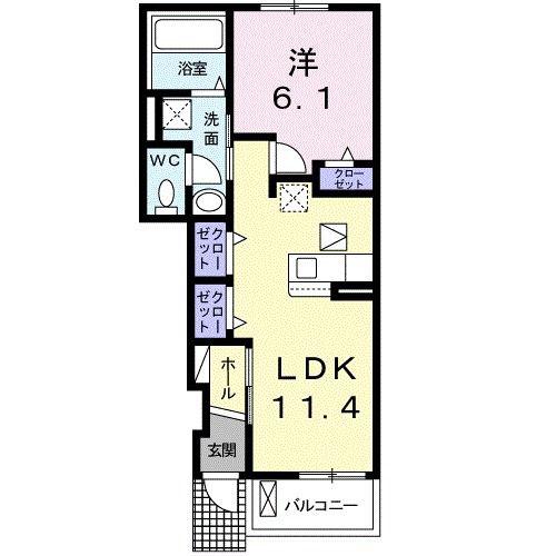 エミール(1LDK/1階)の間取り写真