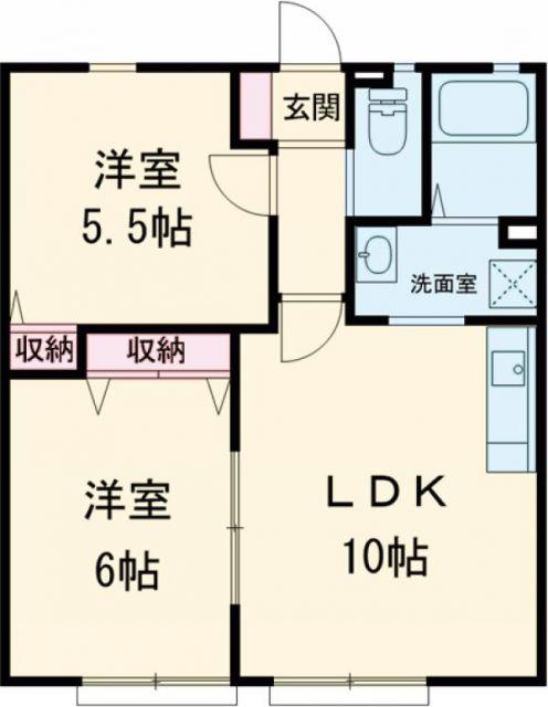 エスポワールIIB棟(2LDK/1階)の間取り写真