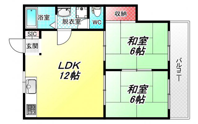 ニュータウン中田(2LDK/2階)の間取り写真