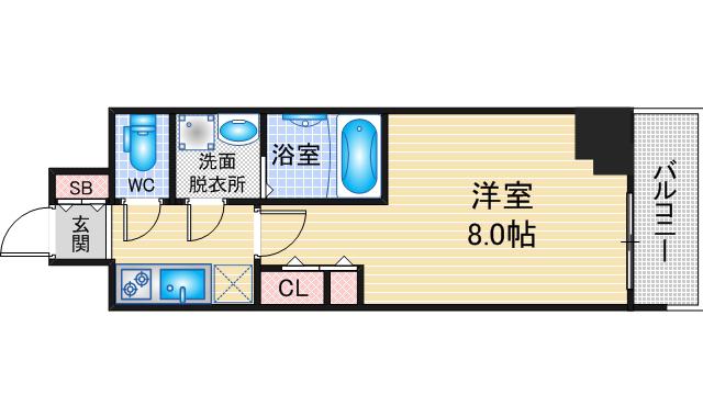S-RESIDENCE高岳BRESA(1K/5階)の間取り写真