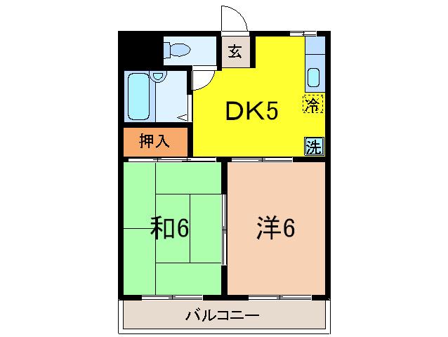 フラット大竹II(2DK/1階)の間取り写真