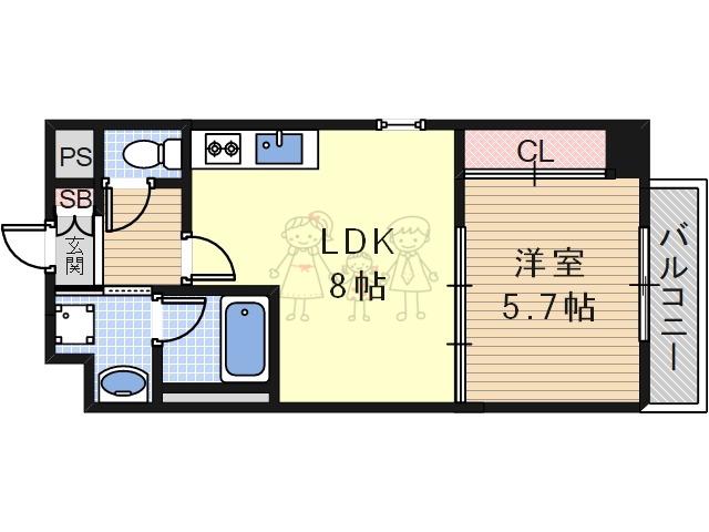 オルフェア鶴ヶ丘駅前(1LDK/8階)の間取り写真