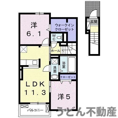 ポルテ・ボヌール(2LDK/2階)の間取り写真