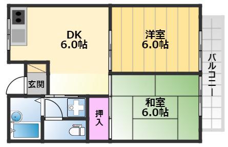 サンフォレスタ(2DK/2階)の間取り写真