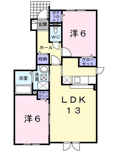 ベルアンジュ(2LDK/1階)の間取り写真