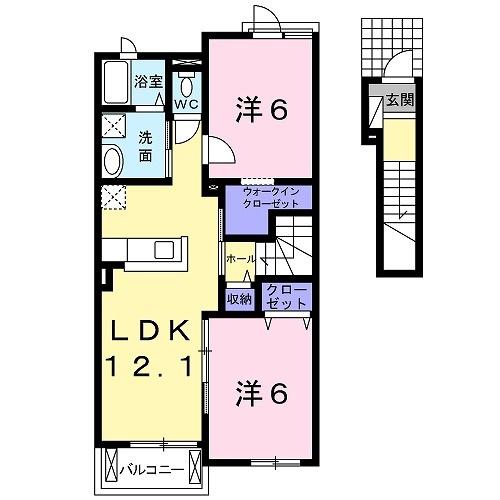 クラールハイムII(2LDK/2階)の間取り写真