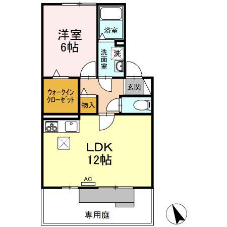グリシーヌ(1LDK/1階)の間取り写真